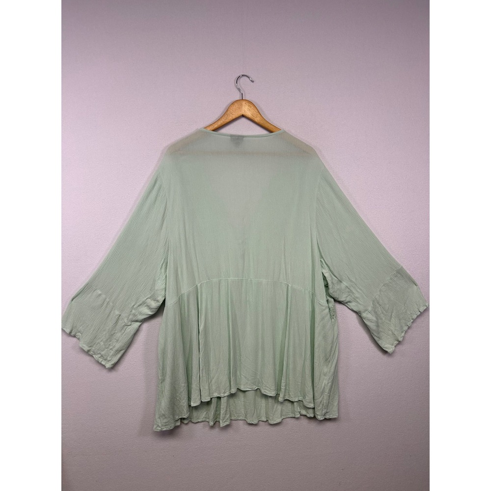 Boho Cottagecore Torrid Womens 5X Mint Green Crochet Lace Peplum Babydoll Top - Picture 2 of 9